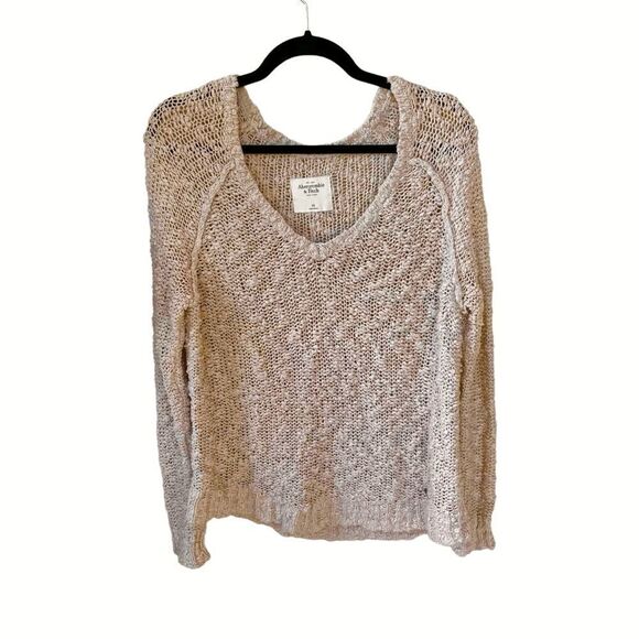 (SOLD) ABERCROMBIE & FITCH Cotton V-Neck Oversized Sweater Texture Nubby XS - Picture 5 of 11
